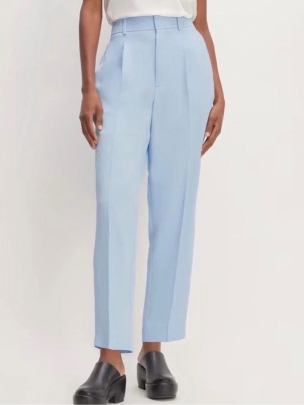 Everlane Light Blue High-Rise Straight Leg Trousers